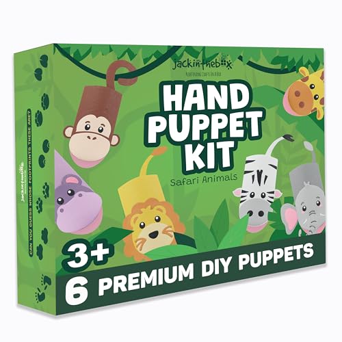 Hand Puppet Animal Craft Kit for Kids 6-in-1 | Gifts for Kids Ages 4-8 | DIY Arts & Crafts Kit | Great Storytelling Craft Gift for Kids | Gift for Girls and Boys | Toddler Craft Activities