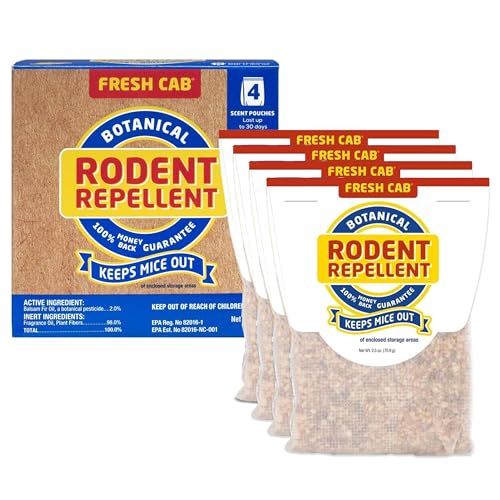 Fresh Cab Rodent Repellent - Botanical Pest Control for Indoor Use - Safe for Kids & Pets When Used As Directed - Made with Plant Fibers, Balsam Fir Essential Oil & Fragrance - 4-Pack