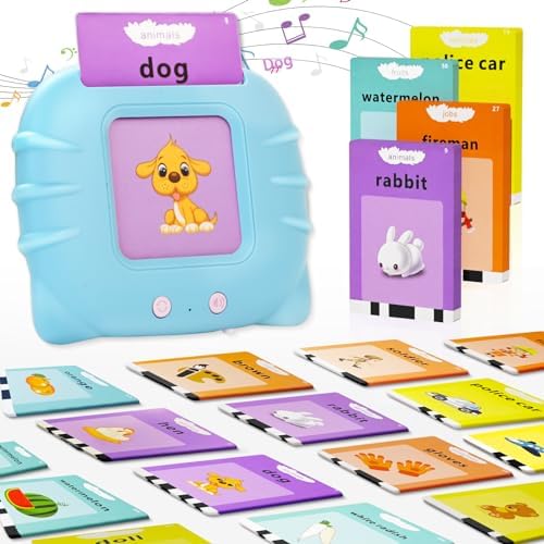 Talking Flash Cards for Toddlers 2-4 Years Speech Therapy Toys, Pocket Speech for Toddlers Learning Toys, 224 Sight Words for Toddler Educational Preschool Toys Gifts (Blue)