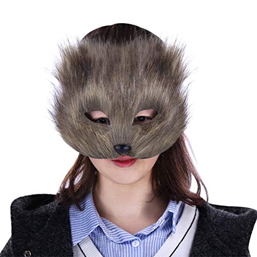 Mask Halloween Fox Mask Cosplay Costume Half Face Animal Furry Party Christmas Eye Cat Masks Easter Half-Face Masks