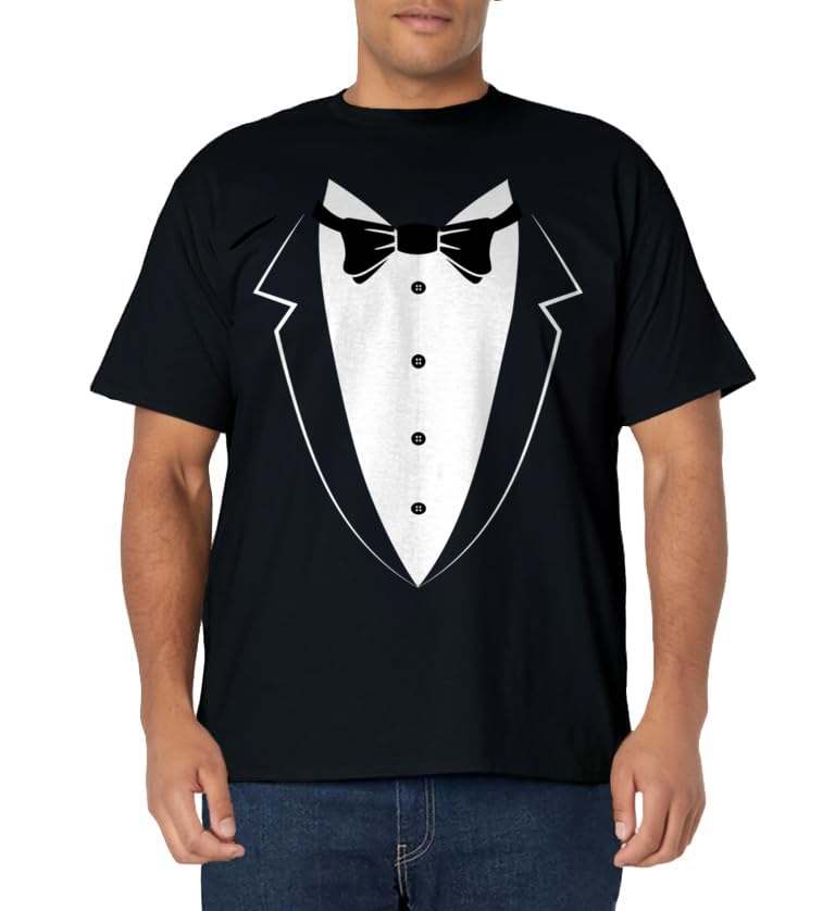 Black and White Tuxedo Bow Tie Funny Costume Novelty T Shirt