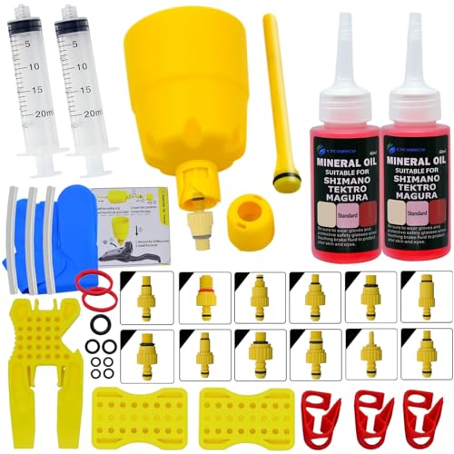 CYCOBYCO Brake Bleed Kit for Shimano,TEKTRO,MAGURA Universal MTB Hydraulic Disc Brakes, Including High Performance Bicycle Mineral Brake Fluid (120ml).