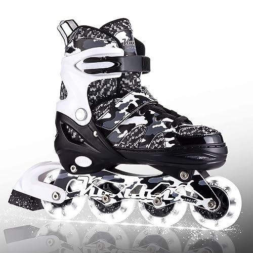 Kuxuan Skates Adjustable Inline Skates for Kids and Youth with Full Light Up Wheels Outdoor Fun Illuminating Skates for Girls and Boys