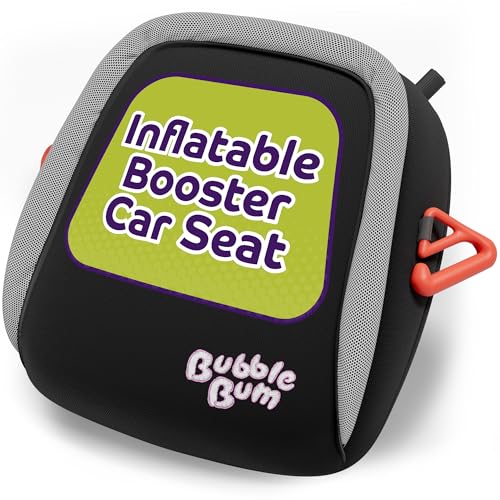 bubblebum Inflatable Booster Car Seat - Blow Up Narrow Backless Booster Car Seat for Travel. Portable Booster Seat for Toddlers, Kids, Child - Black