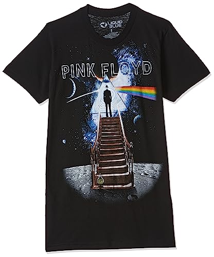 Liquid Blue unisex adult Pink Floyd Stairway to the Moon T-shirt T Shirt, Black, Large US