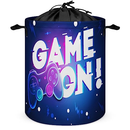 LynaRei Laundry Hamper Neon Game Joystick Dirty Clothes Storage Basket Video Game Player Collapsible Waterproof Toy Organizer for Boys And Girls Bedrooms, Bathroom