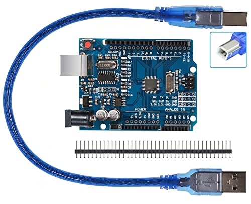 WWZMDiB UNO R3 Board Compatible with Arduino UNO ATmega328P Microcontroller CH340G I ​​with USB Cable and 2.54mm Straight Pin Header