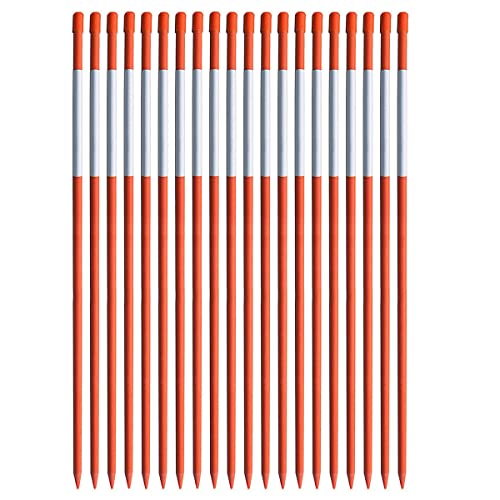 20Pcs 5/16' Driveway Marker Reflective Driveway Poles Fiberglass Snow Stakes with Reflective Tape for Easy Visibility at Night (4Ft-20Pcs-Orange)