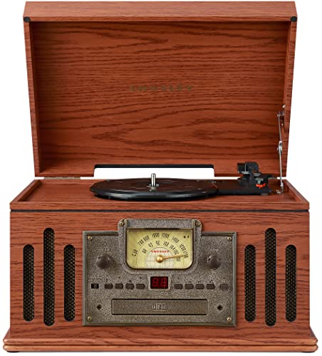 Crosley CR704B-PA Musician 3-Speed Turntable with Radio, CD/Cassette Player, Aux-in and Bluetooth, Paprika