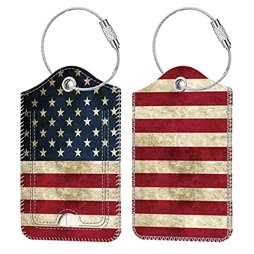 2 Pcs Luggage Tags, Fintie Privacy Cover ID Label with Stainless Steel Loop and Address Card for Travel Bag Suitcase