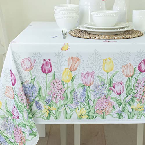 Benson Mills Spring Tablecloth, Heavyweight Fabric Spillproof Indoor/Outdoor Easter and Spring Table Cloth (Fiona, 60' X 84' Rectangular)