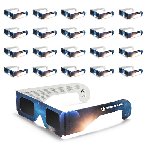 Medical king Solar Eclipse Glasses (20 PACK) Approved 2024 CE and ISO Certified Safe Shades for Direct Sun Viewing