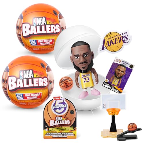 5 Surprise NBA Ballers Series 1 (2 Pack) Toy Mystery Capsule Figurine by ZURU for Kids, Teens, Adults- Players Like Luka Dončić, LaMelo Ball, Jayson Tatum, James Harden and Kevin Durant