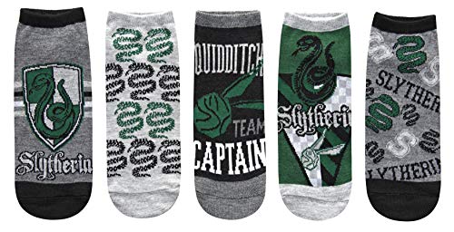 Harry Potter Slytherin Quidditch Juniors/Womens 5 Pack Ankle Socks Size 4-10