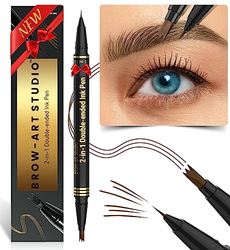 iMethod Microblading Eyebrow Pencil - Brow Pencil 2-in-1 Dual-Ended Eyebrow Pen with 3-Prong Micro-Fork-Tip Applicator & Precise Brush-Tip Creates Natural-Looking Brows, Stay on All Day, Brown