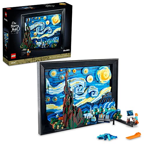 LEGO Ideas Vincent Van Gogh The Starry Night 21333 Building Blocks - Unique 3D Wall Art Home Décor Piece or Table Display with Artist Minifigure, Creative Building Crafts Set for Adults