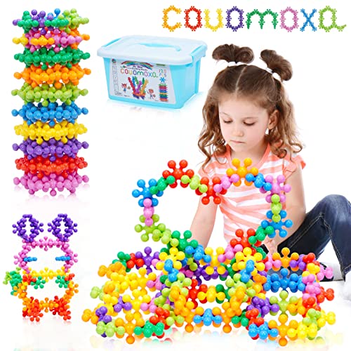 COUOMOXA Big Size Interlocking Building Blocks Set Clip Connect Early STEM Educational Toy for Preschool Kids Boys and Girls Ages 3 4 5 6 7 8 Ideal STEM Toy Gift (Big Size 120 Pcs)