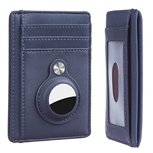 Hawanik Slim Minimalist Front Pocket Wallet with Built-in Holder for AirTag