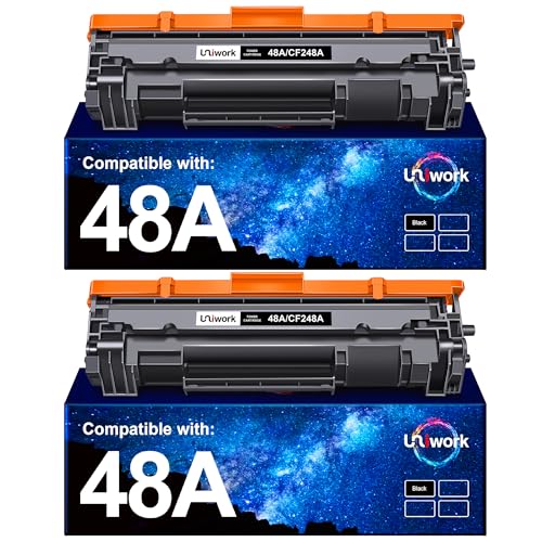 Uniwork Compatible 48A Toner Cartridge Replacement for HP 48A Toner Cartridge Black CF248A Compatible for Laserjet Pro M15w M29w M30w M31w MFP M28w M16w Printer Toner, 2 Pack