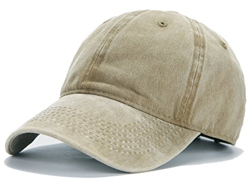 Edoneery Men Women Baseball Cap-Low Profile Adjustable Washed Cotton Golf Dad Hat Khaki