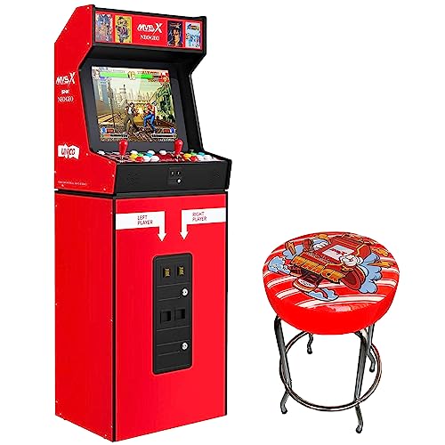 UNICO SNK NEOGEO MVSX Arcade with Base and Stool Combo, Pre-Loaded 50 SNK Official Genuine Retro Games, Support Two Players Fight Together by 2 Joysticks