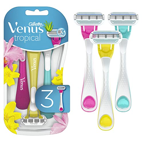 Gillette Venus Tropical Disposable Razors for Women, 3+1 Count, Designed for a Smooth Shave, Tropical Fragrance Scented Handles