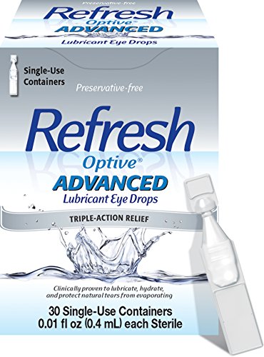 Refresh Optive Advanced Lubricant Eye Drops, Preservative-Free, Single-Use Containers, 0.01 Fl Oz - 30 Count (Pack of 1)