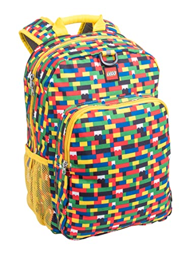 LEGO Heritage Classic Kids School Backpack Bookbag, for Travel, On-the-Go, Back to School, Boys and Girls, with Adjustable Padded Straps and Fun patterns, Brick Wall