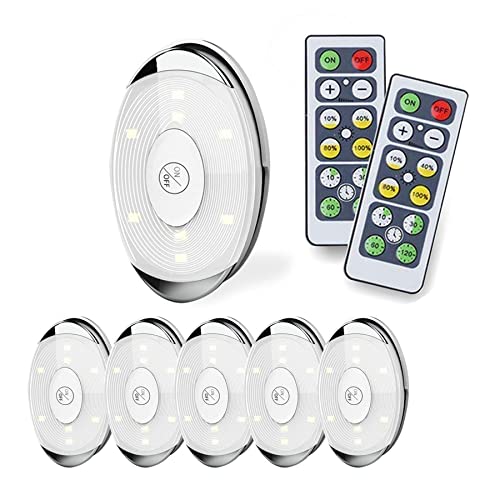 LED Puck Light, led Lights Battery Operated with Remote Control, Wireless Soft Lighting, Under Cabinet Lighting for Kitchen, Timer+ Dimmer, 4000K Warm White, 6 Pack