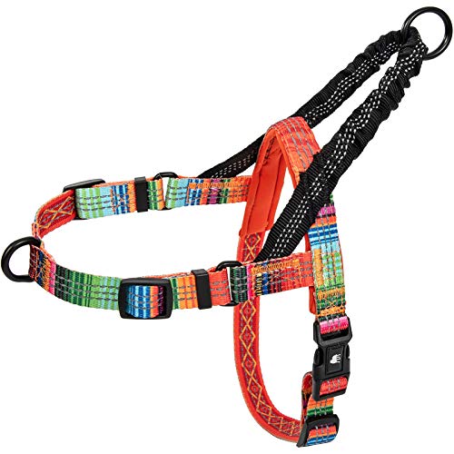 Leashboss No Pull Dog Harness, Easy Walk for Small, Medium, and Large Pets, Reflective with Rear and Front Clip Attachment (Blanket Pattern, Large)
