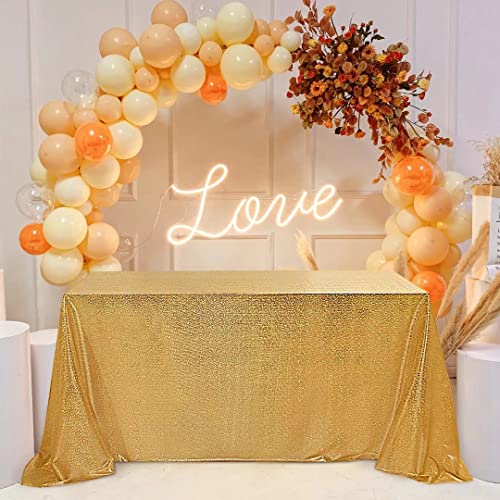 Fitable Gold Sequin Tablecloth for Parties 60x84 Inch - Sparkle Glitter Cloth Laser Rectangle Table Cover Overlay for Wedding Baby Shower Ceremony Birthday Cake Table Holiday Banquet Decoration