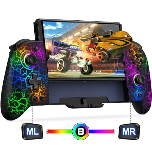 Switch Controller for Nintendo Switch/OLED, (No Drift, No Deadzone) Hall Effect Joystick Wireless Switch Controller With 9 Lights Color. One-Piece Switch Joypad for Those Who Prefer Handheld Mode
