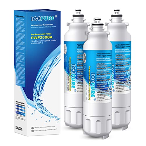 ICEPURE ADQ73613401 Refrigerator Water Filter Compatible with LG LT800P, ADQ73613401, ADQ73613402, Kenmore 9490, LSXS26326S, LMXC23746S, LMXC23746D, LSXS26366S, rwf3500a 3 PACK