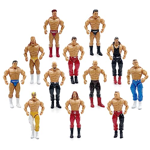 Top Right Toys Wrestling Toys, Set of 12 Boxing Action Figures and Wrestling Action Figures Playset for Kids - Pretend Play 7 Inch Wrestling Warriors