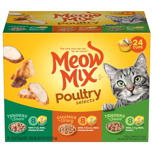 Meow Mix Poultry Selections Wet Cat Food, Variety Pack, 2.75 Ounce Cup (Pack of 24)