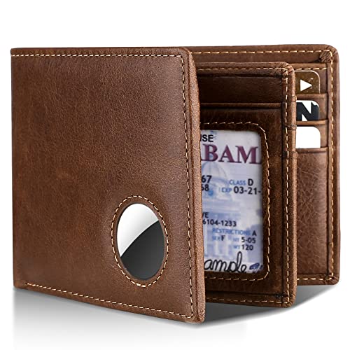 Swallowmall AirTag Wallet for Men (CoffeeBrown-171)