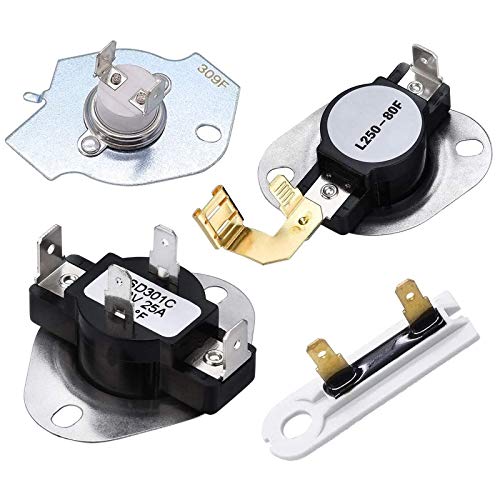 Upgraded 3387134 Cycling Thermostat 3977393 & 3392519 Dryer Thermal Fuse 3977767 High Limit Thermostat Replacement Part Kit by Techecook - Compatible for Whirlpool Kenmore Dryer