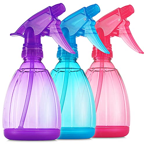 DilaBee Spray Bottles (3-Pack, 12 Oz) Water Spray Bottle for Hair, Plants, Cleaning, Cooking, BBQ, Cats, - Empty Spray Bottles - BPA-Free - Multicolor