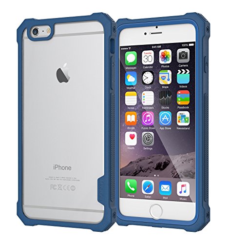 Daswise case Compatible with iPhone iPhone 6 6s Plus TPU Armor Full Body Protective Cover Shockproof + PET Screen Protector - Drop-Tested (10X from 4Ft), Dust Proof Design (Ink Blue)