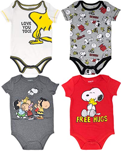 Peanuts Pinkfong Baby Shark Baby Boys 2 Pack Bodysuits 6-9 Months
