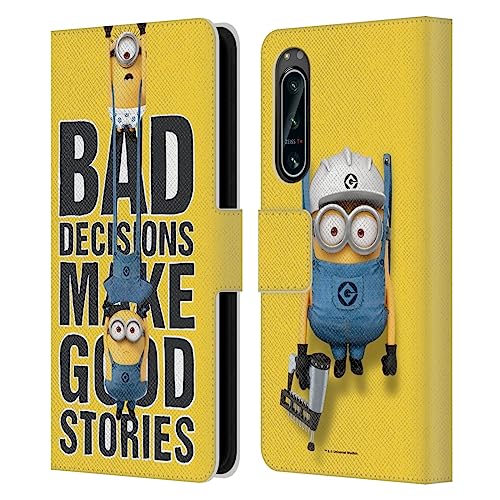 Head Case Designs Officially Licensed Despicable Me Bad Decisions Funny Minions Leather Book Wallet Case Cover Compatible with Sony Xperia 5 IV