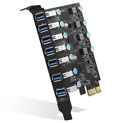 PCI-E to USB 3.0 7-Port(7X USB-A) Expansion Card,PCI Express USB Add in Card, Internal USB3 Hub Converter for Desktop PC Host Card Support Windows 10/8/7/XP and MAC OS 10.8.2 Above