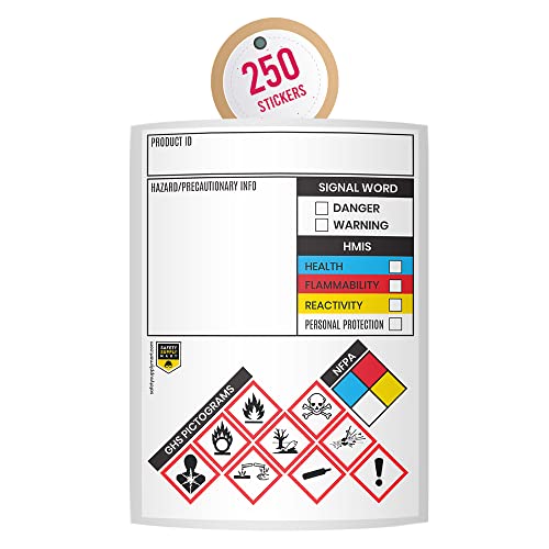 Safety Data Sheet Stickers/MSDS Stickers, 3' x 4', Roll of 250, Tough Tear-Proof, Right To Know- Chemical Identifying and Marking Sticker Decals