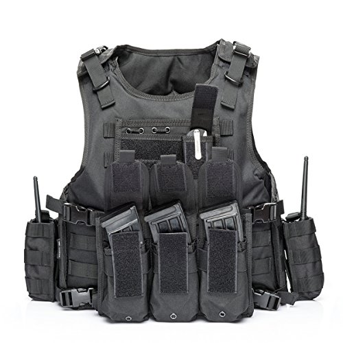 vAv YAKEDA Tactical Airsoft Swat Vest for Men (Liaght Black)