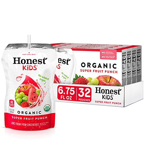 Honest Kids Super Fruit Punch Organic Fruit Juice Drink, 6.75 Fl Oz, 6.75 Fl Oz (Pack of 32)