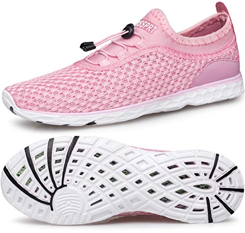 DOUSSPRT Womens Water Shoes Quick Drying Sports Aqua Shoes for Boat Kayak Hiking Swim Pool River Sneakers Pink US Size 8