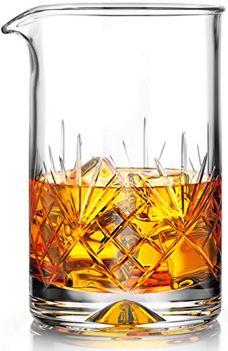 Mofado Crystal Cocktail Mixing Glass - Premium 18oz 550ml - Solid, Stable, Sturdy Hand Blown Seamless Crystal - Professional Quality Barware