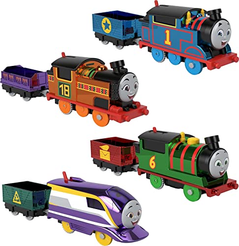 Thomas & Friends Toy Train 4-Pack with Thomas Nia Percy & Kana Motorized Engines for Preschool Kids Ages 3+ Years