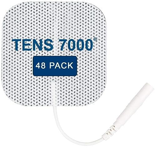 TENS 7000 Official TENS Unit Electrode Pads - 48 Pack, Premium Quality OTC TENS Unit Replacement Pads, 2' X 2' - TENS Unit Pads Compatible with Most TENS Machines Value Pack
