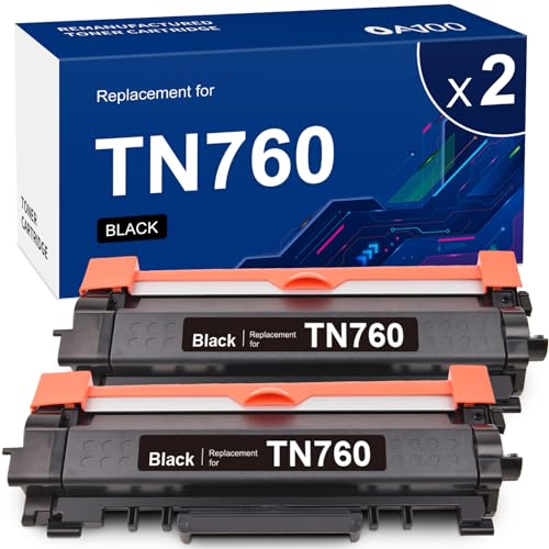 OA100 TN760 TN730 Toner Cartridges Black Replacement for TN760 Toner for Brother Printer TN-730/TN-760 MFC-L2710DW L2717DW HL-L2370DW HL-L2350DW MFC-L2750DW DCP-L2550DW HL-L2390DW L2395DW TN-730/TN760